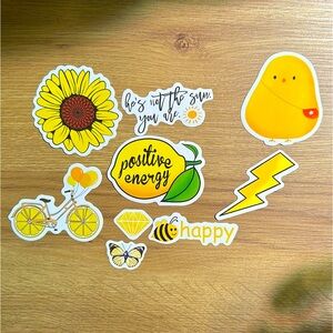 Yellow ‘🐝 happy summer themed! 100% Waterproof Vinyl Stickers! 9 stickers!